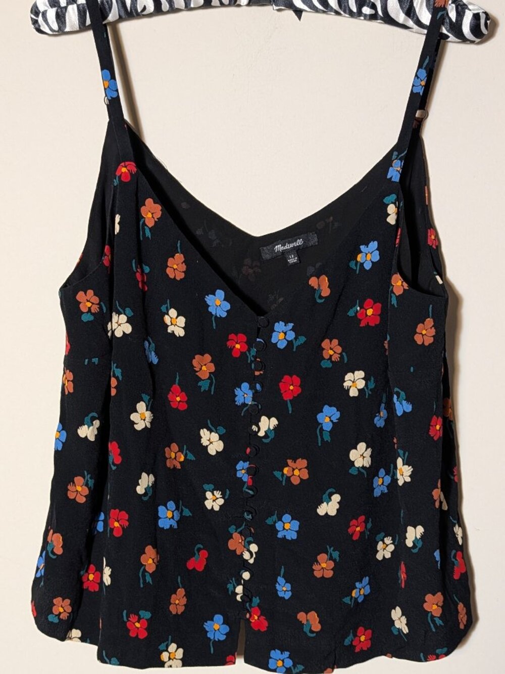 Madewell Button Down Floral Cami Top Size 12 Black